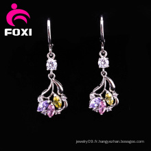 Boucles d&#39;oreilles fantaisie de pierres précieuses colorées pour les filles